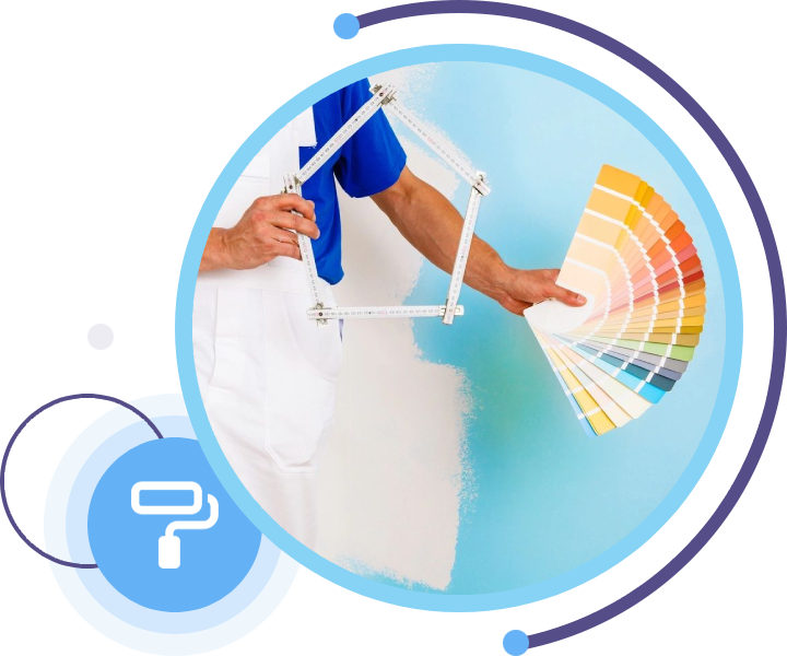 Painter holding color pallet chart